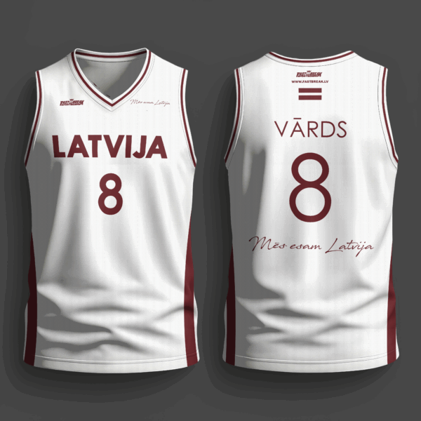 FASTBREAK.LV Latvijas Basketbola Fanu Krekls BALTS - Personalizēts