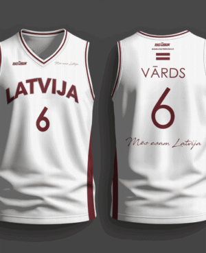 FASTBREAK.LV Latvijas Basketbola Fanu Krekls KLASIKA- BALTS- Personalizēts