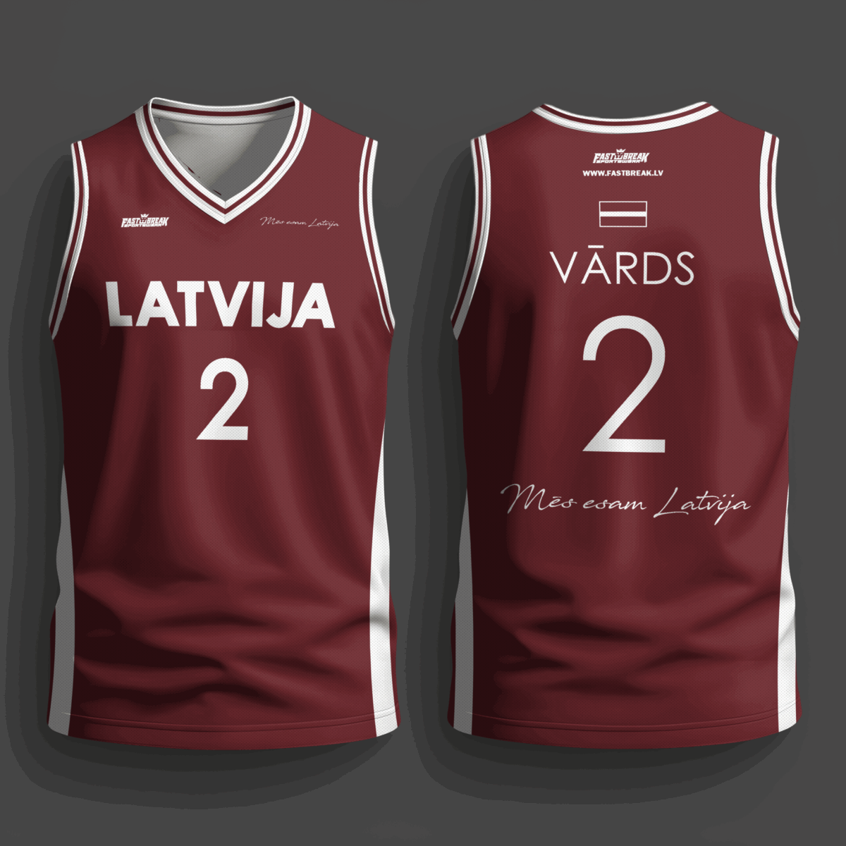 FASTBREAK.LV Latvijas Basketbola Fanu Krekls SARKANS - Personalizēts