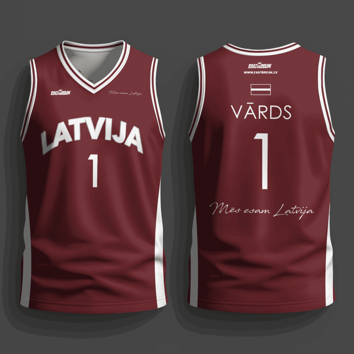 FASTBREAK.LV Latvijas Basketbola Fanu Krekls KLASIKA - SARKANS - Personalizēts