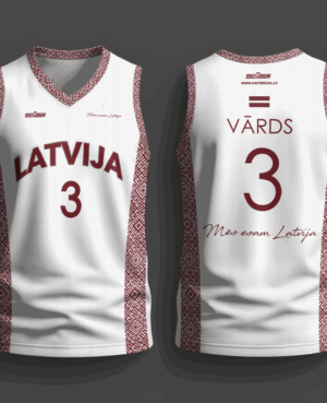 FASTBREAK.LV Latvijas Basketbola Fanu Krekls Raksti - BALTS- Personalizēts