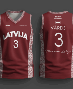 FASTBREAK.LV Latvijas Basketbola Fanu Krekls Raksti - SARKANS - Personalizēts