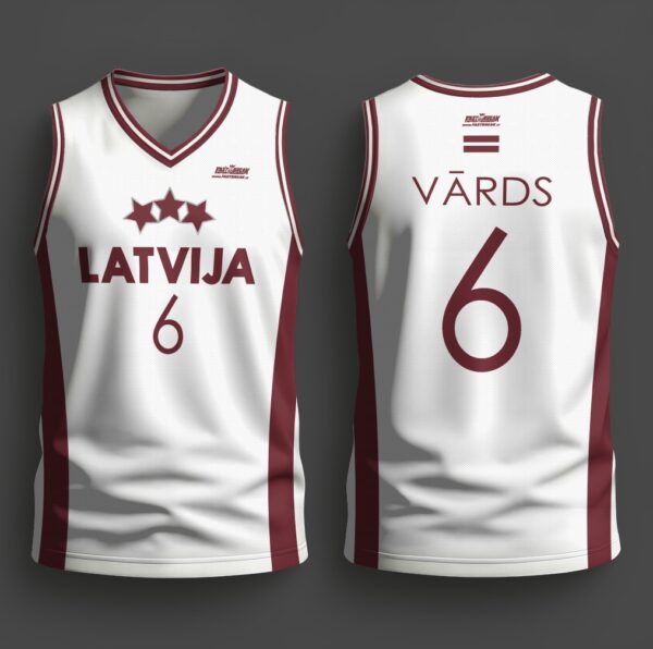 FASTBREAK.LV Latvijas Basketbola Fanu Krekls BALTS - Personalizēts
