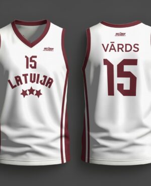 FASTBREAK.LV Latvijas Basketbola Fanu Krekls KLASIKA- BALTS- Personalizēts