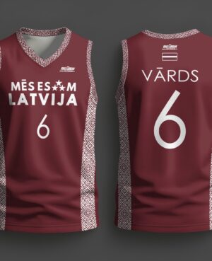 FASTBREAK.LV Latvijas Basketbola Fanu Krekls Raksti - SARKANS - Personalizēts