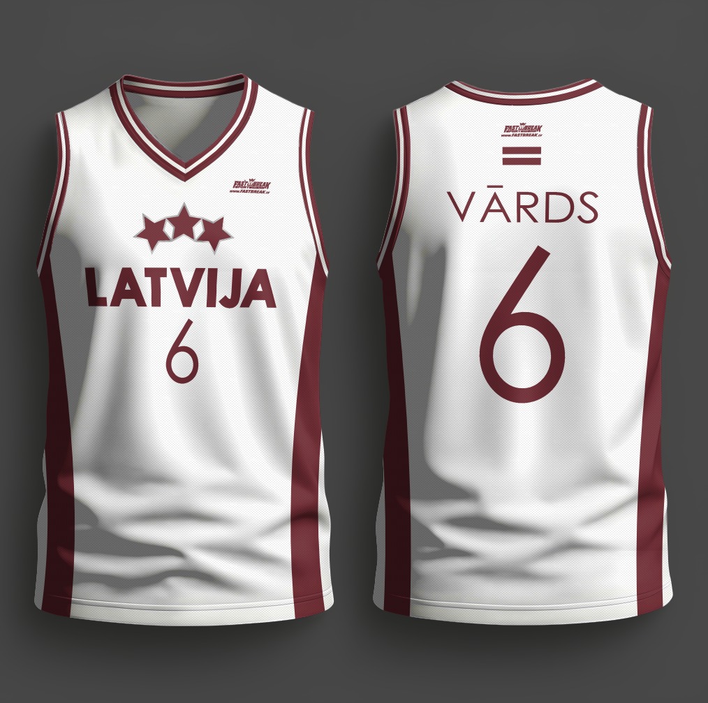 FASTBREAK.LV Latvijas Basketbola Fanu Krekls BALTS - Personalizēts