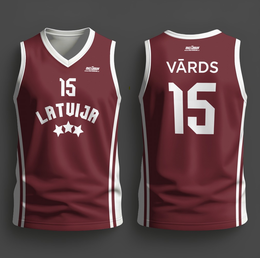 FASTBREAK.LV Latvijas Basketbola Fanu Krekls KLASIKA - SARKANS - Personalizēts