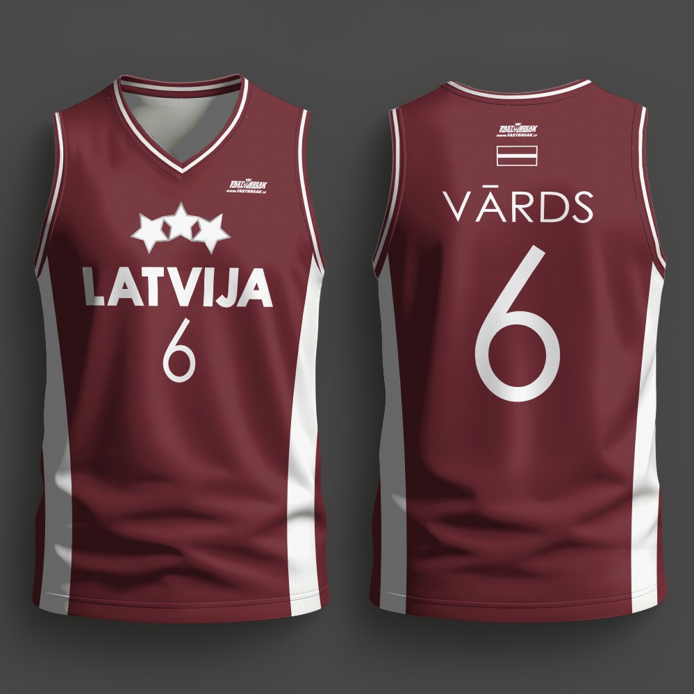 FASTBREAK.LV Latvijas Basketbola Fanu Krekls SARKANS - Personalizēts