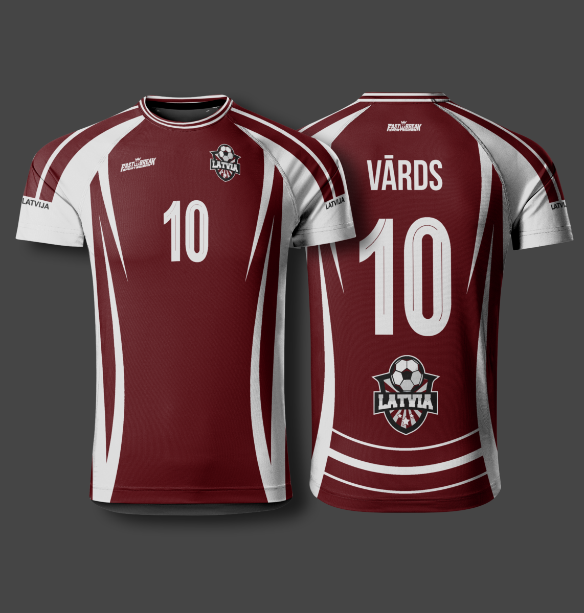 FASTBREAK.LV Latvijas Futbola Fanu Krekls - Personalizēts