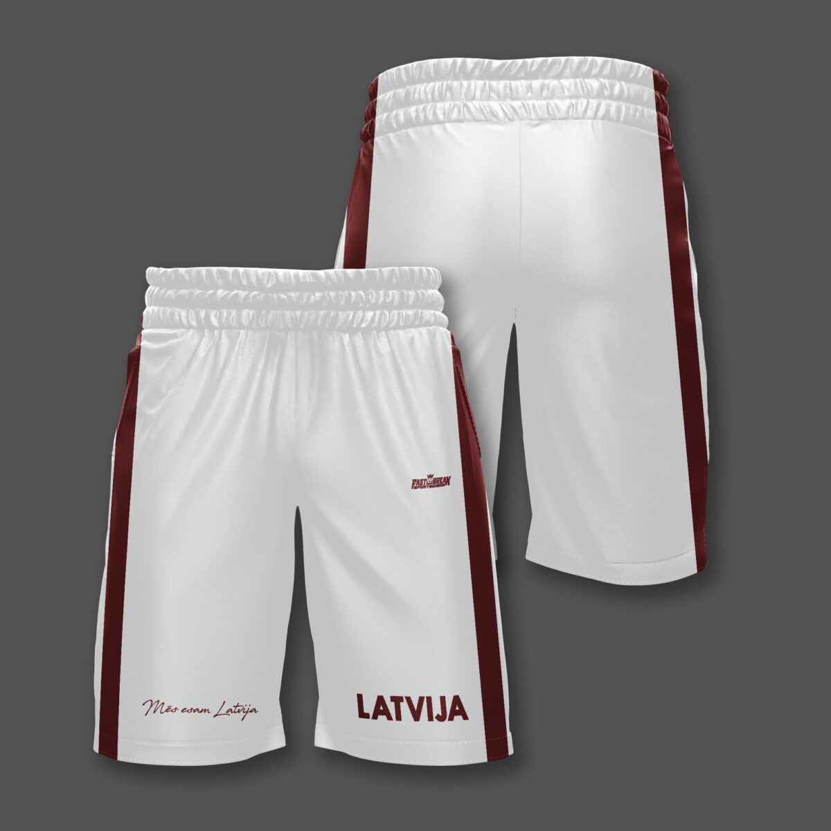 FASTBREAK.LV Latvijas Basketbola Fanu Šorti BALTS