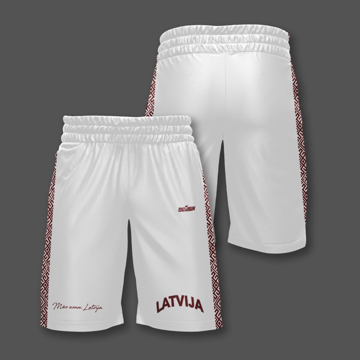 FASTBREAK.LV Latvijas Basketbola Fanu Šorti RAKSTI BALTS