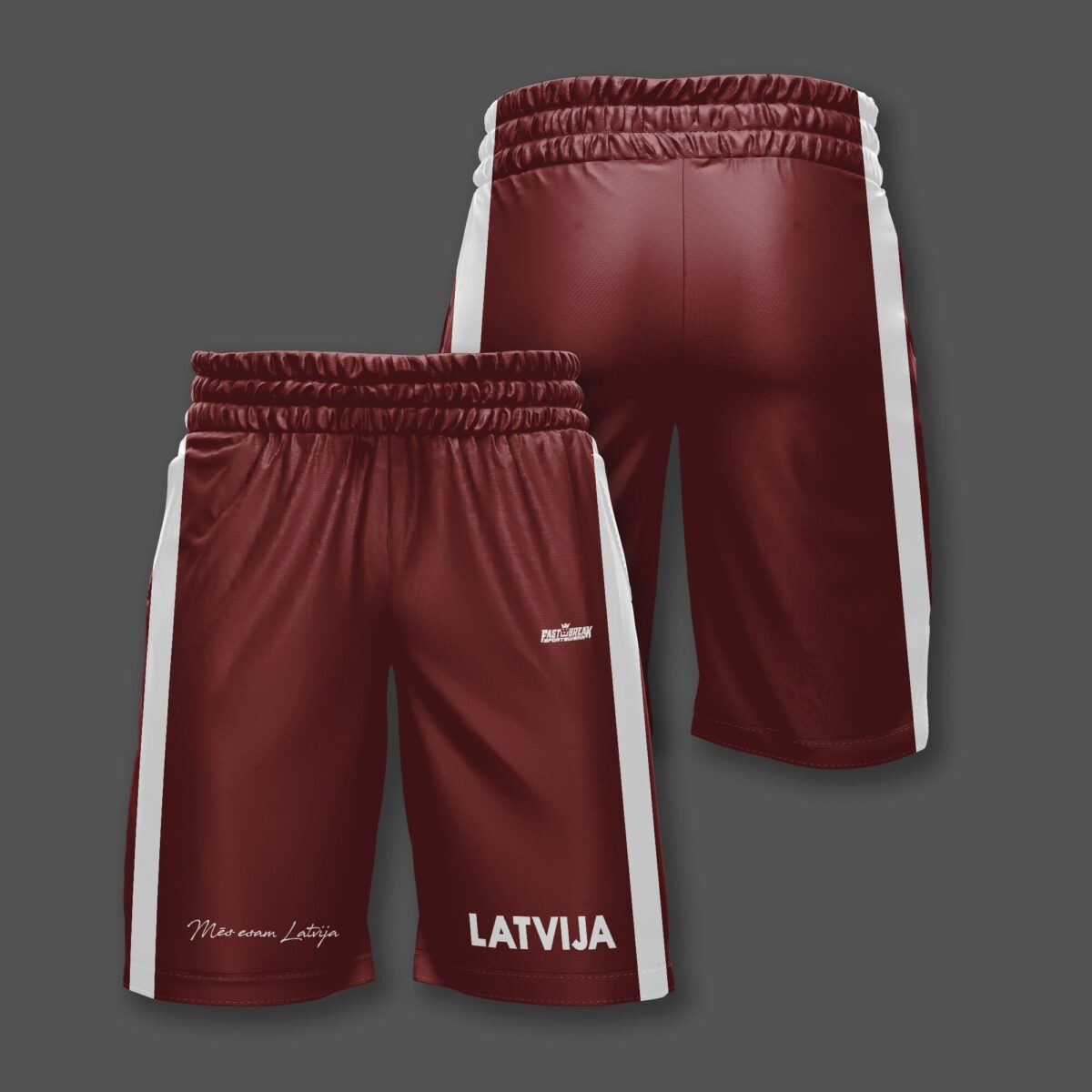 FASTBREAK.LV Latvijas Basketbola Fanu Šorti SARKANS