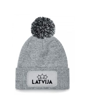 Latvijas fanu ziemas cepure "Latvija" ar tukšām zvaigznēm