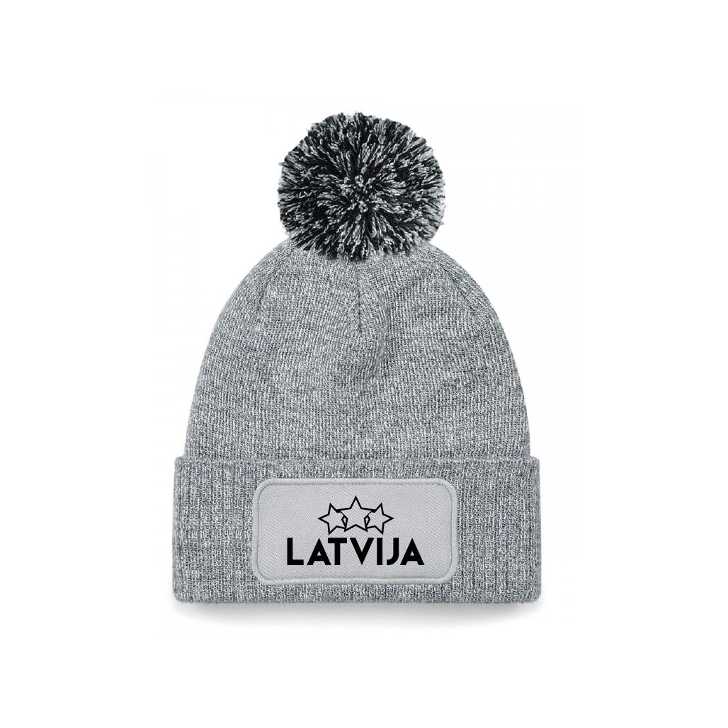 Latvijas fanu ziemas cepure "Latvija" ar tukšām zvaigznēm
