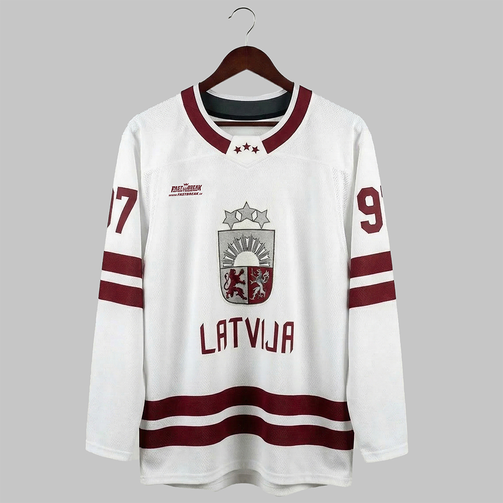 FASTBREAK.LV Latvijas Hokeja Fanu Krekls PRO - Personalizēts Balts