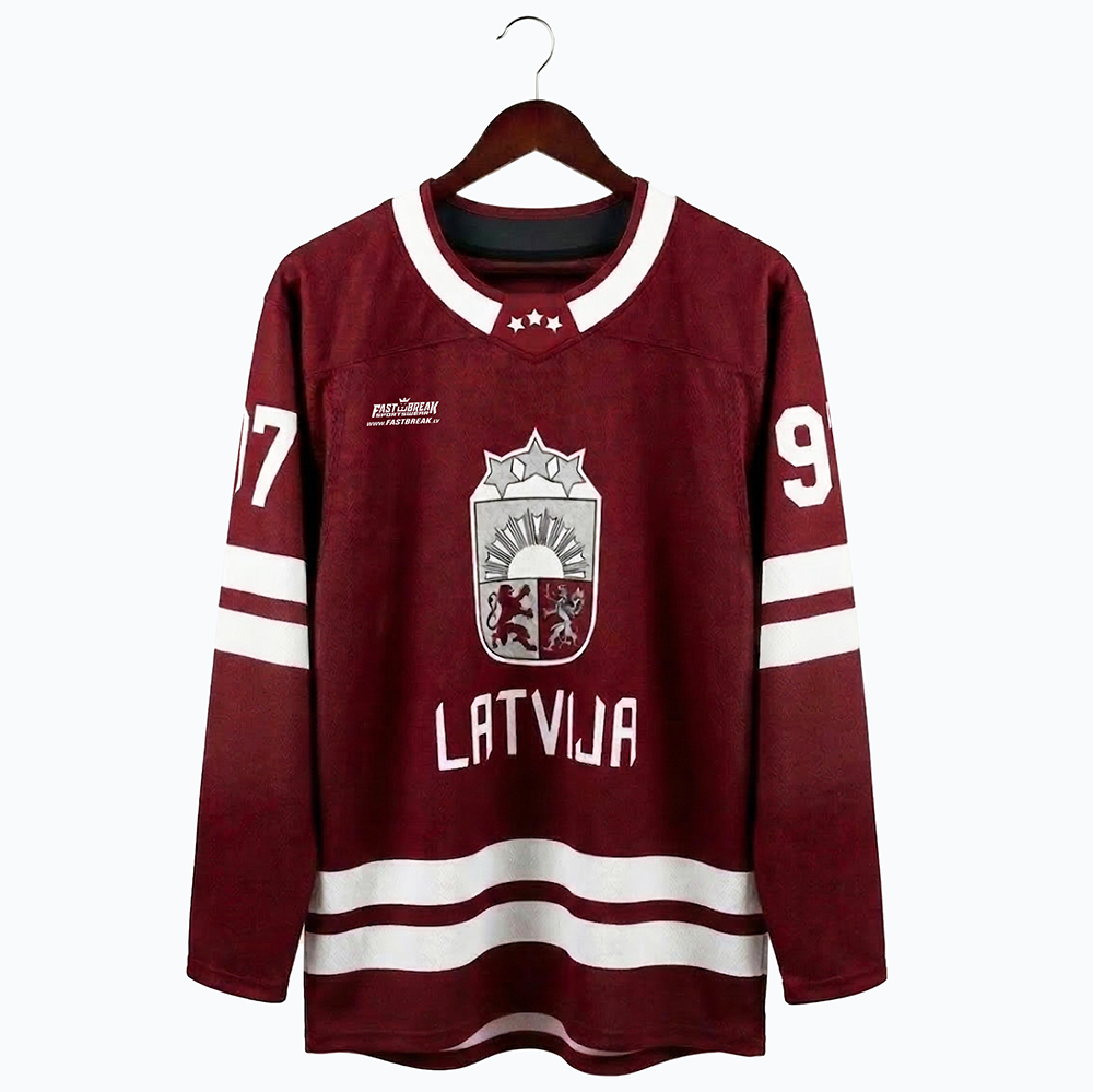 FASTBREAK.LV Latvijas Hokeja Fanu Krekls PRO - Personalizēts Sarkans