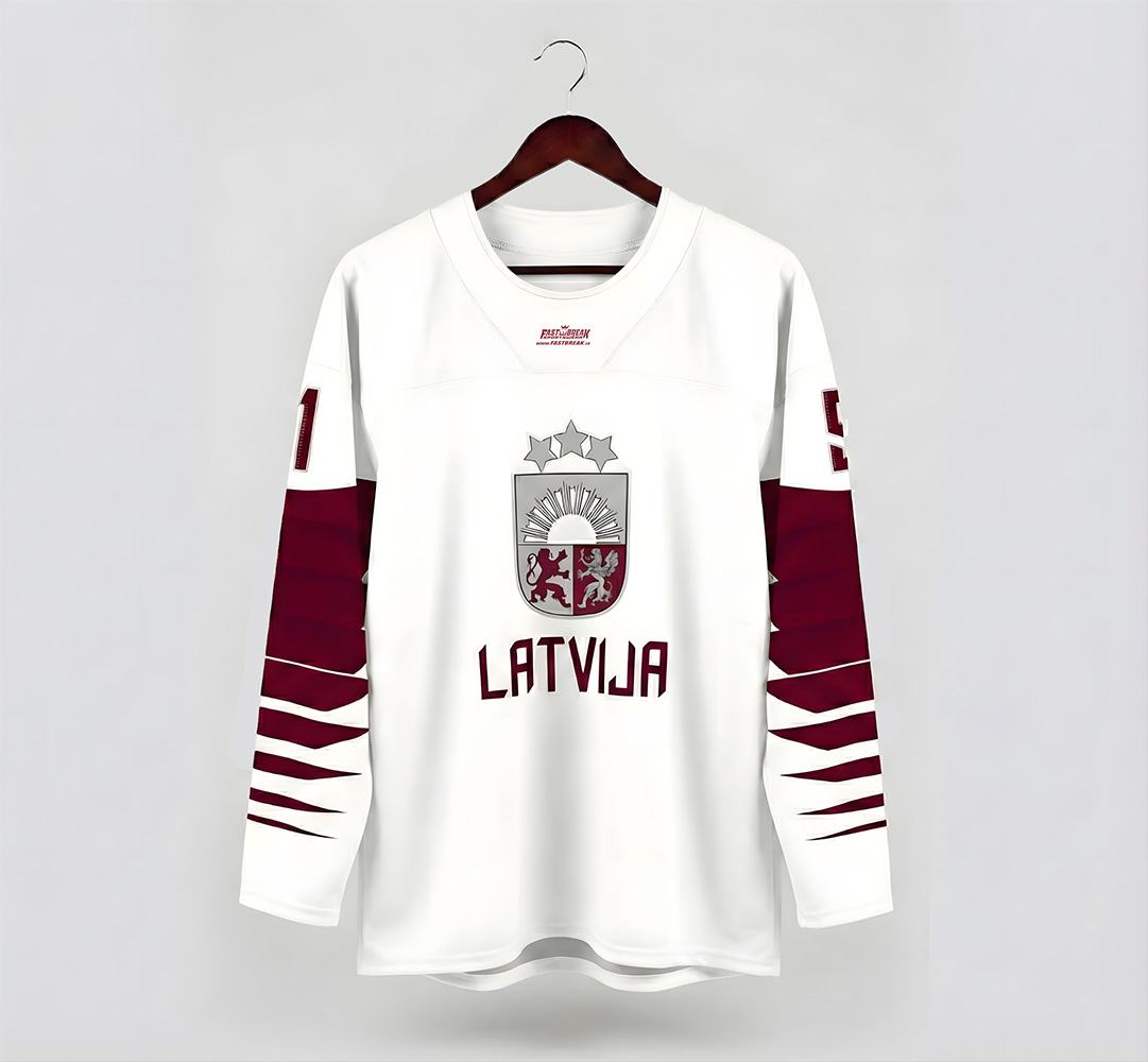 FASTBREAK.LV Latvijas Hokeja Fanu Krekls - Personalizēts BALTS